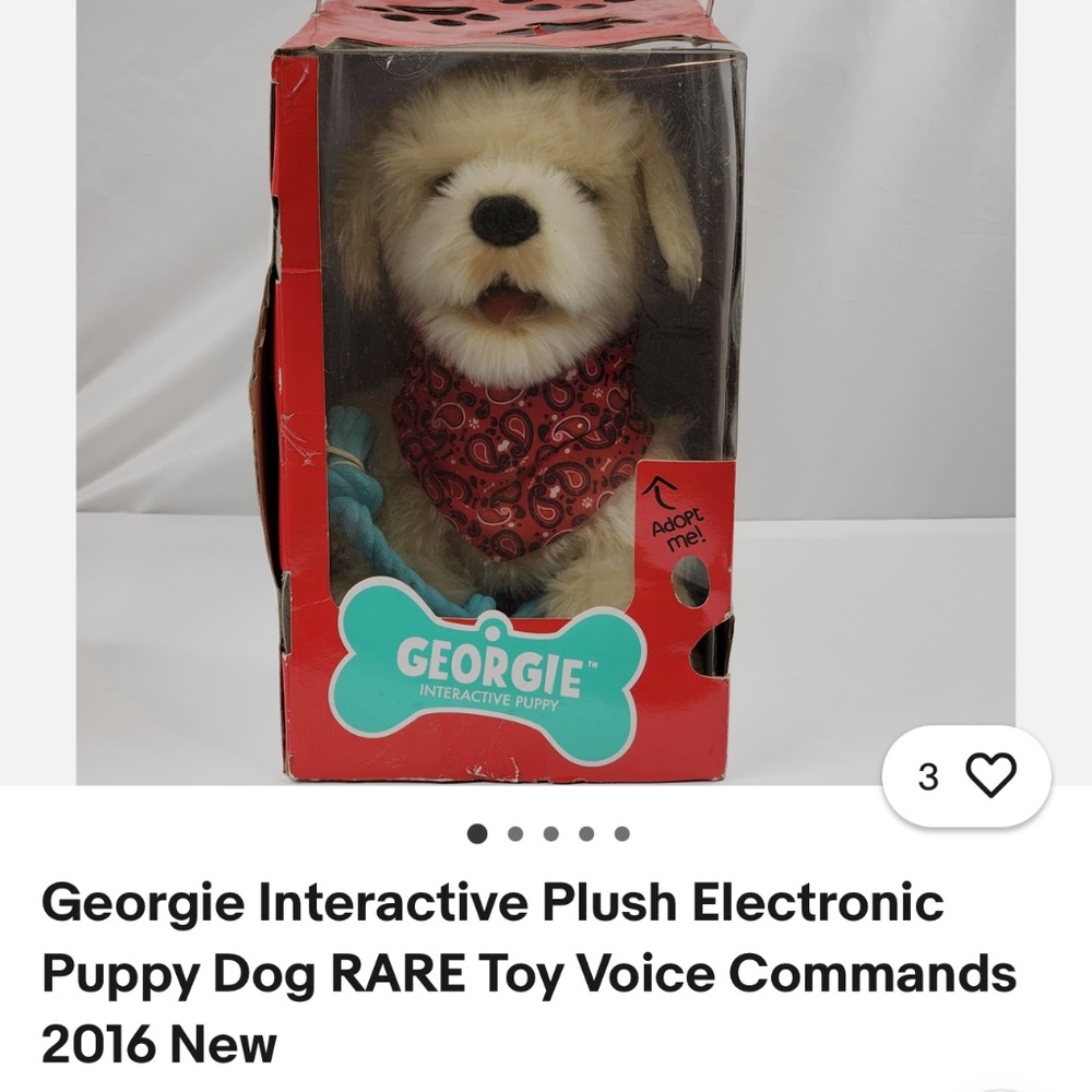 Rare Georgie Interactive Dog NWOB. Follows commands moves does tricks
